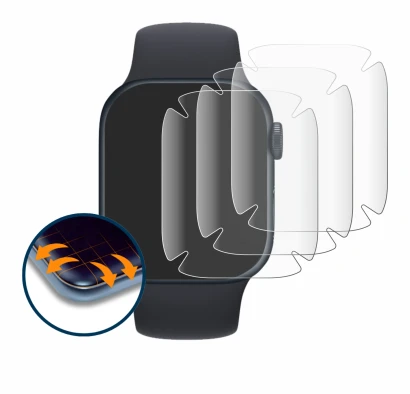 Image of the device Apple Watch Series 7 (41 mm) with a wide variety of screen protectors.