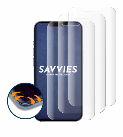 Image of the device Apple iPhone 13 Pro with a wide variety of screen protectors.