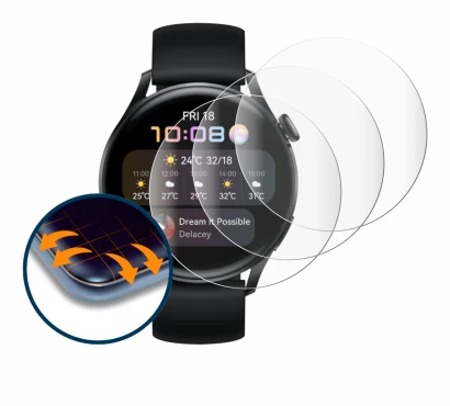 Image of the device Huawei Watch 3 with a wide variety of screen protectors.