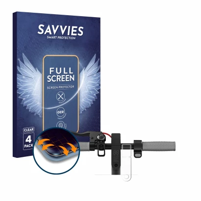 Front side of a product packaging with the brand logo Savvies. Next to it is the device Xiaomi Mi 1S shown with the correspond
