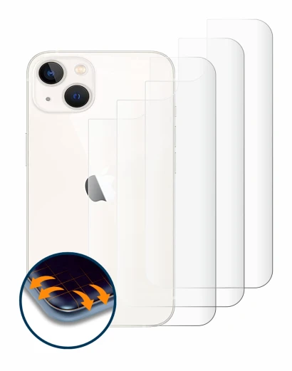 Image of the device Apple iPhone 13 (Back) with a wide variety of screen protectors.