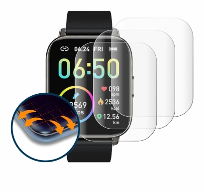 Image of the device Motast P32 with a wide variety of screen protectors.