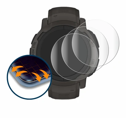 Image of the device Garmin Instinct 2 with a wide variety of screen protectors.