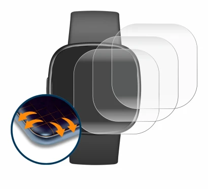 Image of the device Fitbit Sense 2 with a wide variety of screen protectors.