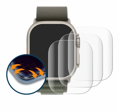 Image of the device Apple Watch Ultra (49 mm) with a wide variety of screen protectors.