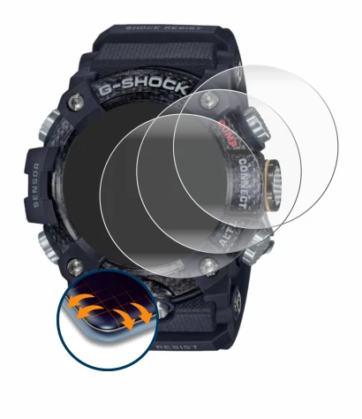 Image of the device Casio G-Shock Mudmaster GG-B100-1AER with a wide variety of screen protectors.
