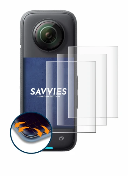 Image of the device Insta360 X3 with a wide variety of screen protectors.