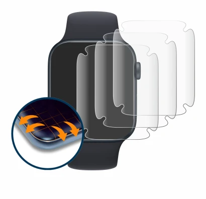 Image of the device Apple Watch SE 2022 (44 mm) with a wide variety of screen protectors.