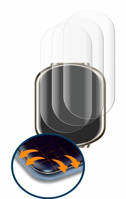 Image of the device Xiaomi Mi Band 8 with a wide variety of screen protectors.