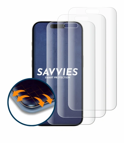 Image of the device Apple iPhone 15 Plus with a wide variety of screen protectors.