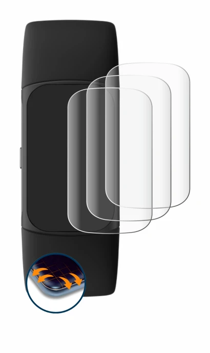 Image of the device Fitbit Charge 6 with a wide variety of screen protectors.