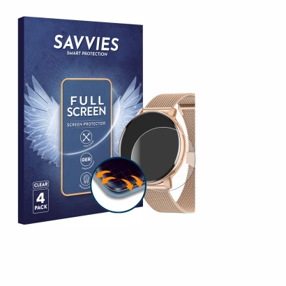 Front side of a product packaging with the brand logo Savvies. Next to it is the device Hasakei S53 1.39" shown with the corre