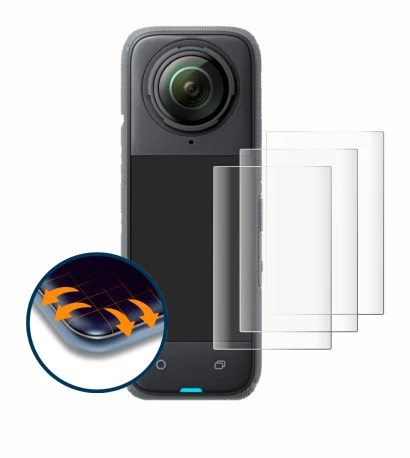 Image of the device Insta360 X4 with a wide variety of screen protectors.