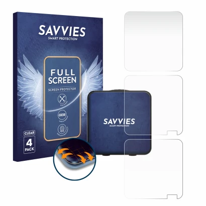 Front side of a product packaging with the brand logo Savvies. Next to it is the device Rode Wireless Pro shown with the corre