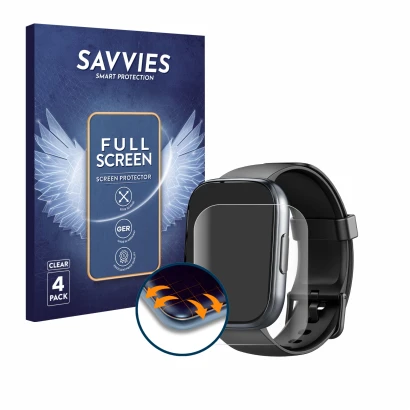 Front side of a product packaging with the brand logo Savvies. Next to it is the device Cillso T80 1.95" shown with the corres