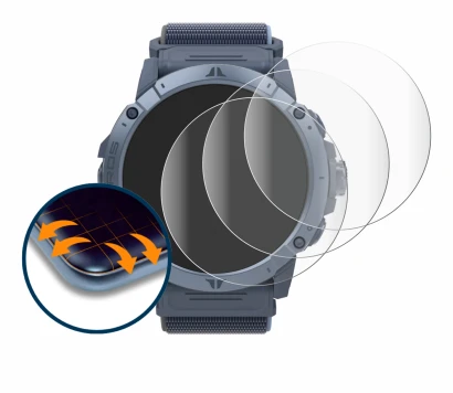 Image of the device Coros Vertix 2S with a wide variety of screen protectors.