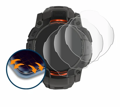 Image of the device Garmin Instinct 3 Solar (50 mm) with a wide variety of screen protectors.