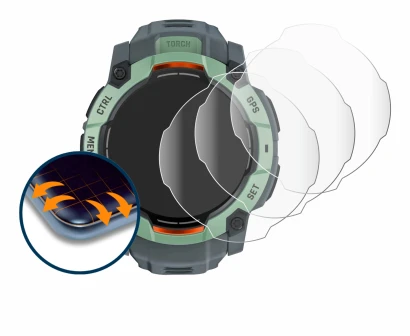 Image of the device Garmin Instinct 3 AMOLED (45 mm) with a wide variety of screen protectors.