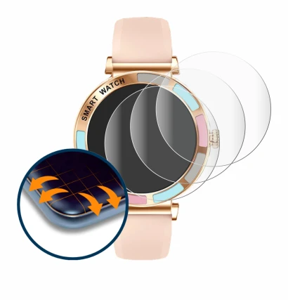 Image of the device Braidol Smartwatch 1.27" with a wide variety of screen protectors.