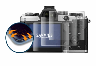 Image of the device OM System OM-3 with a wide variety of screen protectors.