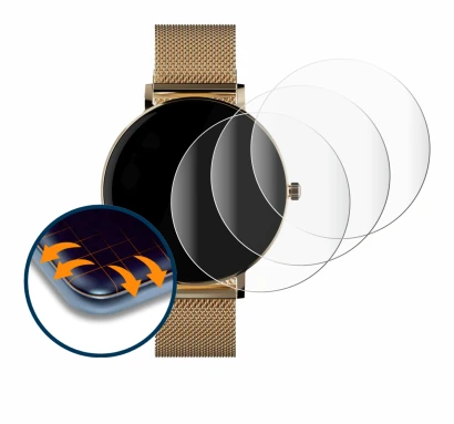 Image of the device ZenWatch Venice Pro with a wide variety of screen protectors.