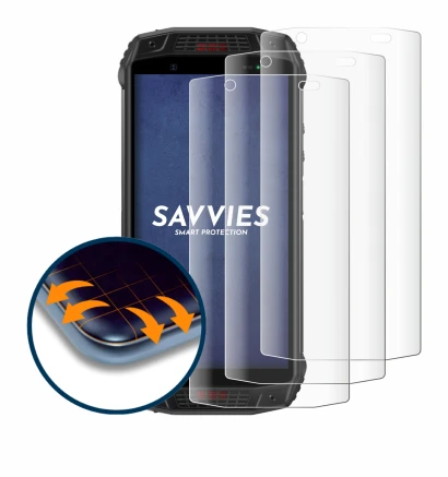Image of the device Ulefone Armor 15 with a wide variety of screen protectors.