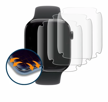 Image of the device Apple Watch Series 11 (46 mm) with a wide variety of screen protectors.