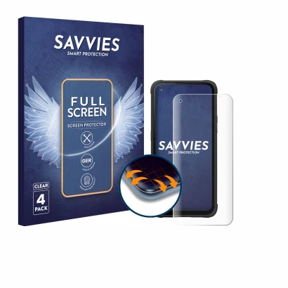 Front side of a product packaging with the brand logo Savvies. Next to it is the device Hammer Blade V 5G shown with the corre