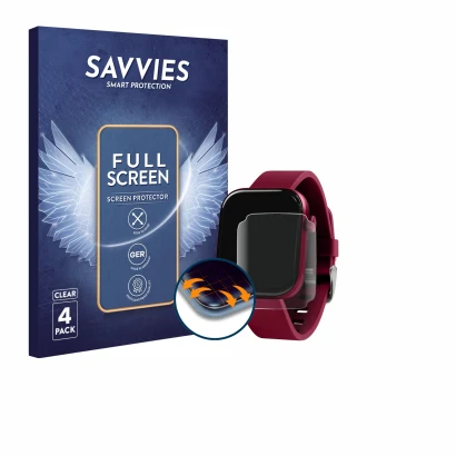 Front side of a product packaging with the brand logo Savvies. Next to it is the device Reflex Active Spectra 300 S shown with