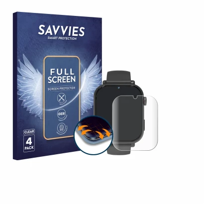 Front side of a product packaging with the brand logo Savvies. Next to it is the device Ucani A22 shown with the corresponding