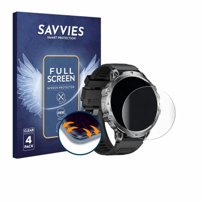 Front side of a product packaging with the brand logo Savvies. Next to it is the device LIGE EF13-B 1.85" shown with the corre