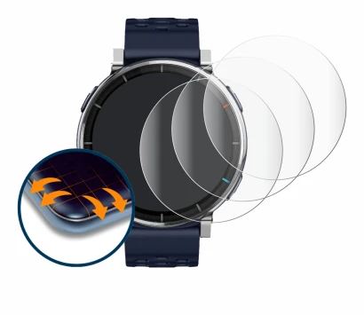 Image of the device Amazfit Active 3 Premium with a wide variety of screen protectors.