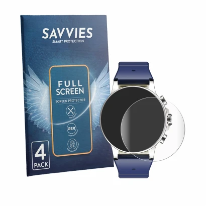 Front side of a product packaging with the brand logo Savvies. Next to it is the device Imiki Holo Ultra shown with the corres