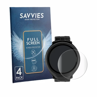 Front side of a product packaging with the brand logo Savvies. Next to it is the device Mares Puck Lite shown with the corresp