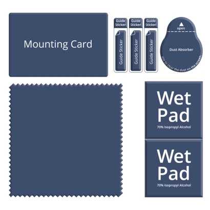 Components of the accessory set including cleaning and microfiber cloth.