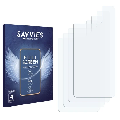 Front side of a product packaging with the brand logo Savvies. Next to it is the corresponding screen protector.