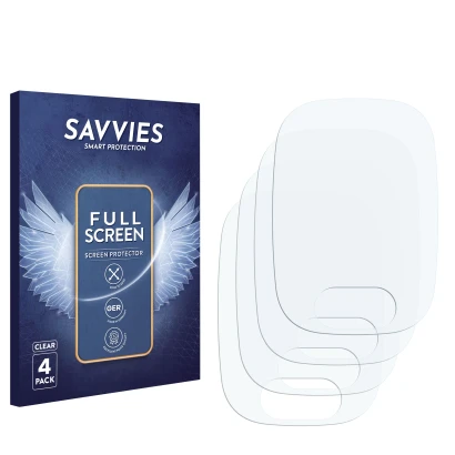 Front side of a product packaging with the brand logo Savvies. Next to it is the corresponding screen protector.