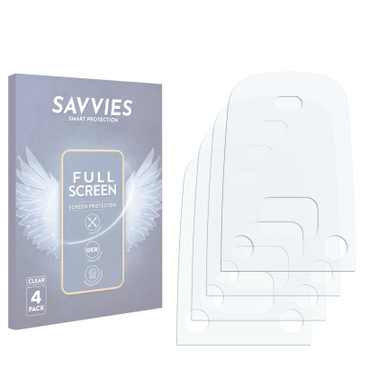 Front side of a product packaging with the brand logo Savvies. Next to it is the corresponding screen protector.