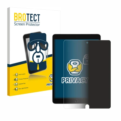 Front side of a product packaging with the brand logo BROTECT. Next to it is the device Apple iPad 10.2