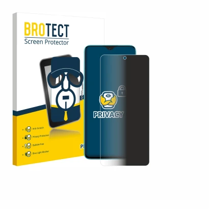 Front side of a product packaging with the brand logo BROTECT. Next to it is the device Honor 90 Lite shown with the correspon