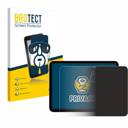 Front side of a product packaging with the brand logo BROTECT. Next to it is the device Apple iPad 10.9" 2022 (10th Gen.) show