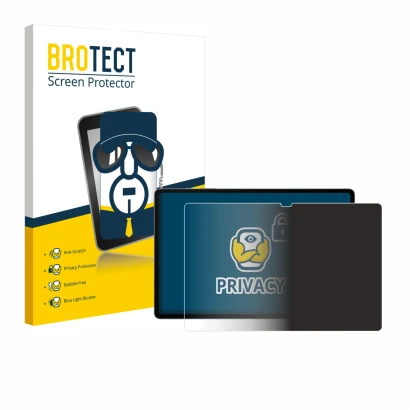 Front side of a product packaging with the brand logo BROTECT. Next to it is the device Samsung Galaxy Tab S10 Plus 5G shown w