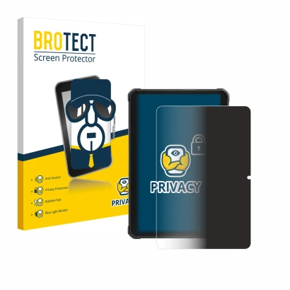 Front side of a product packaging with the brand logo BROTECT. Next to it is the device Hotwav R8 shown with the corresponding