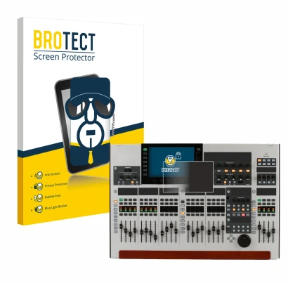 Front side of a product packaging with the brand logo BROTECT. Next to it is the device Behringer Wing shown with the correspo