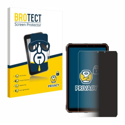 Front side of a product packaging with the brand logo BROTECT. Next to it is the device Blackview Active 5 shown with the corr