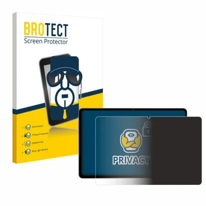 Front side of a product packaging with the brand logo BROTECT. Next to it is the device Acepad HIGH Tablet 12" shown with the 