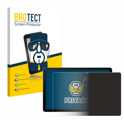 Front side of a product packaging with the brand logo BROTECT. Next to it is the device Samsung Galaxy Tab S10 Lite shown with