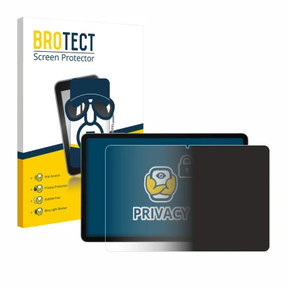 Front side of a product packaging with the brand logo BROTECT. Next to it is the device Samsung Galaxy Tab S11 shown with the 