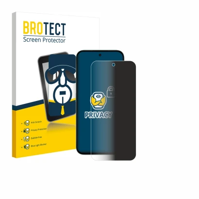 Front side of a product packaging with the brand logo BROTECT. Next to it is the device Honor X6c shown with the corresponding