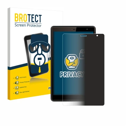 Front side of a product packaging with the brand logo BROTECT. Next to it is the device Logicom Tab 80 8